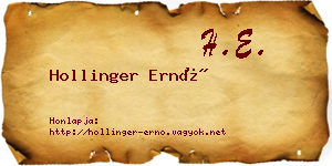 Hollinger Ernő névjegykártya